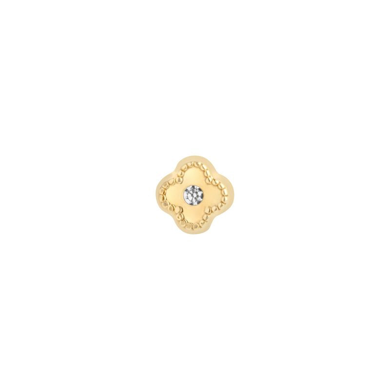 9ct 4mm Flatback Cartilage Stud Earring Clover With Centre Cubic Zirconia