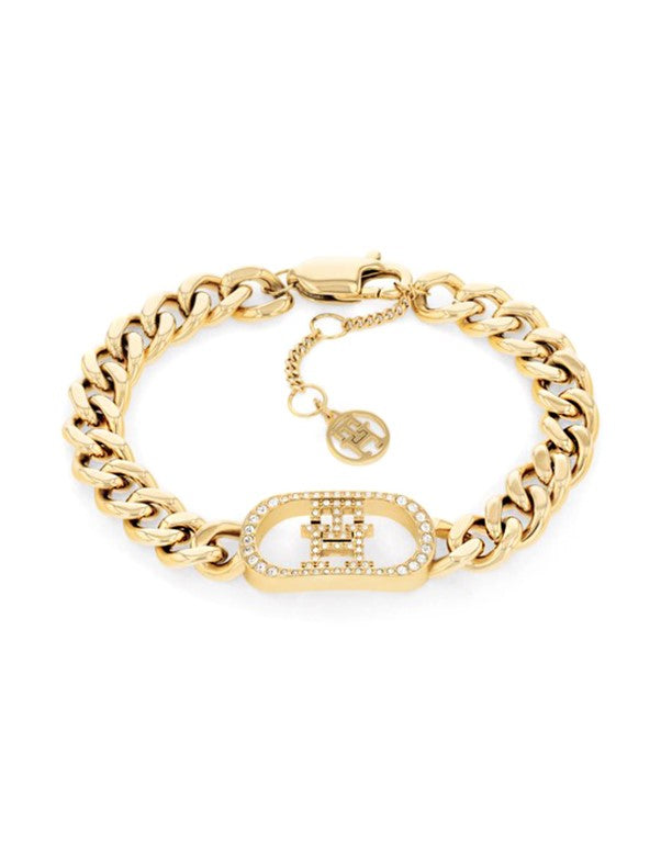 Tommy Hilfiger Crub Bracelet with Open CZ Logo
