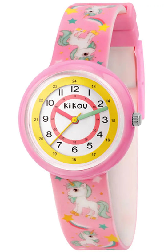 Kids Plastic Strap Kikou Pink Unicorn Watch