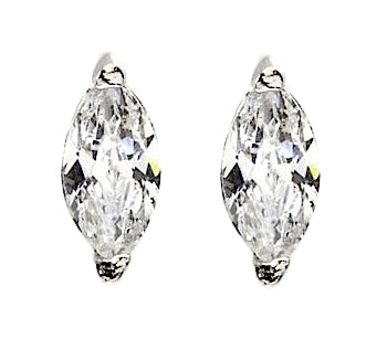 Sterling Silver Marquis Cut Solitaire CZ Earring