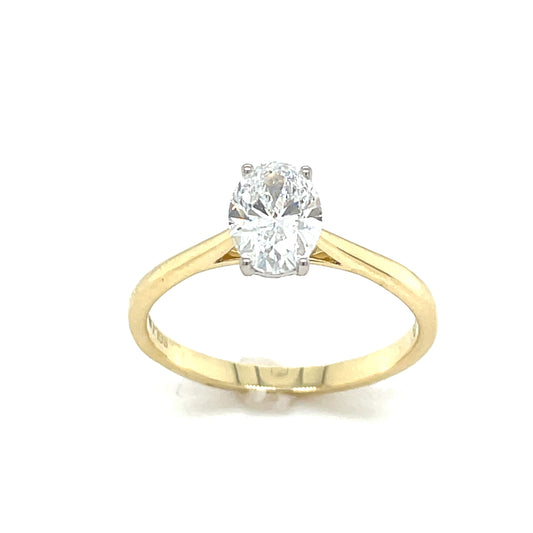 18ct Oval Solitaire Cultured Diamond Ring 1.50ct