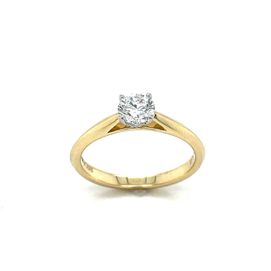 9ct 4 Claw Solitaire Cultured Diamond Ring .50ct