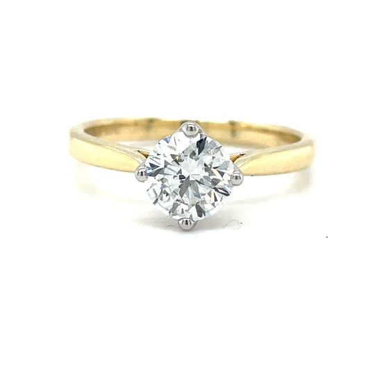 9ct Round 4 Claw Solitaire Offset Diamond Ring 1.00ct