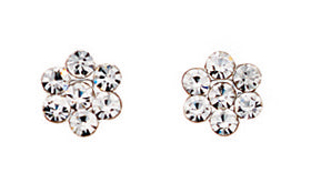 Sterling Silver Kids Cubic Zirconia Flower Stud Earrings