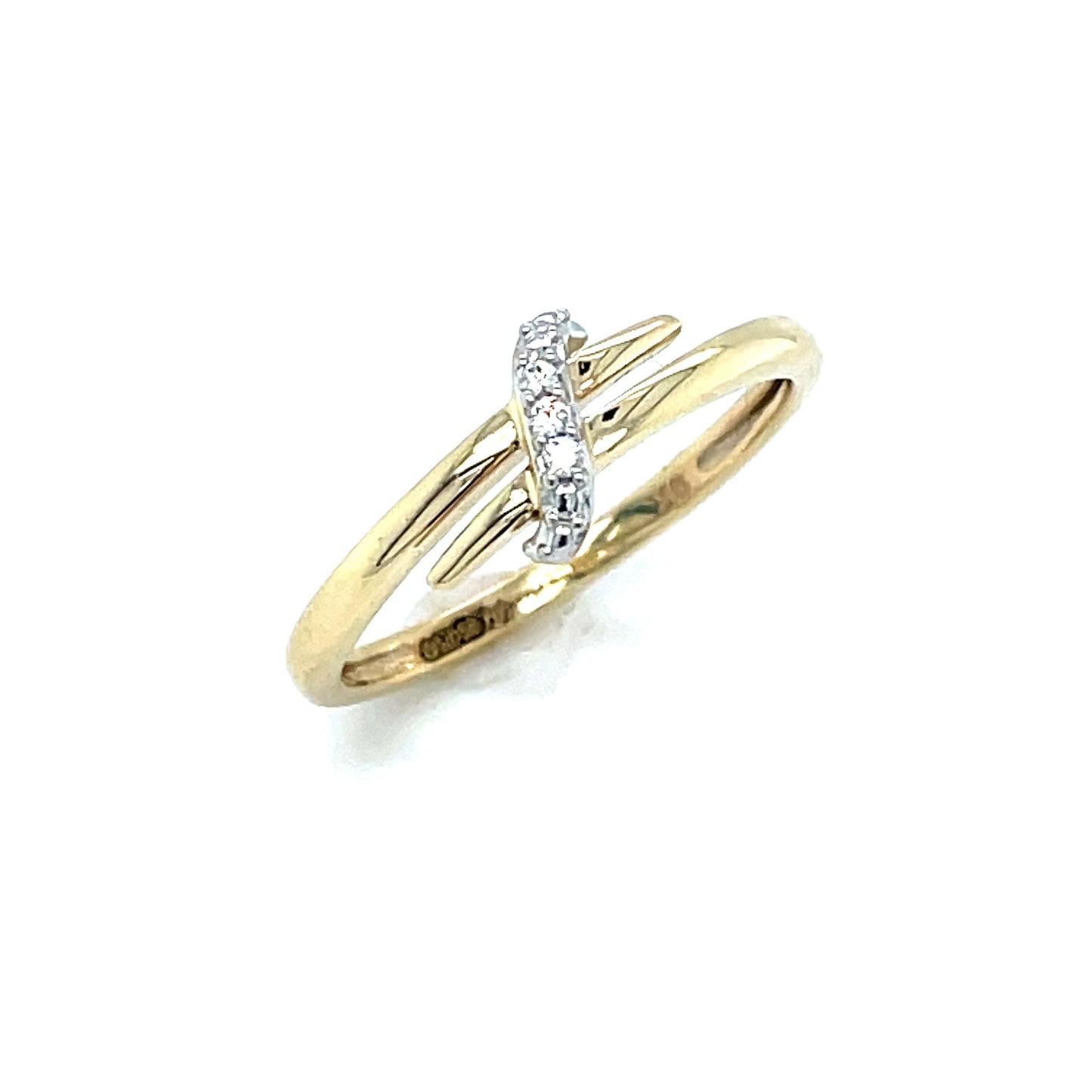 9ct Yellow Gold Crossover Diamond Ring .02ct