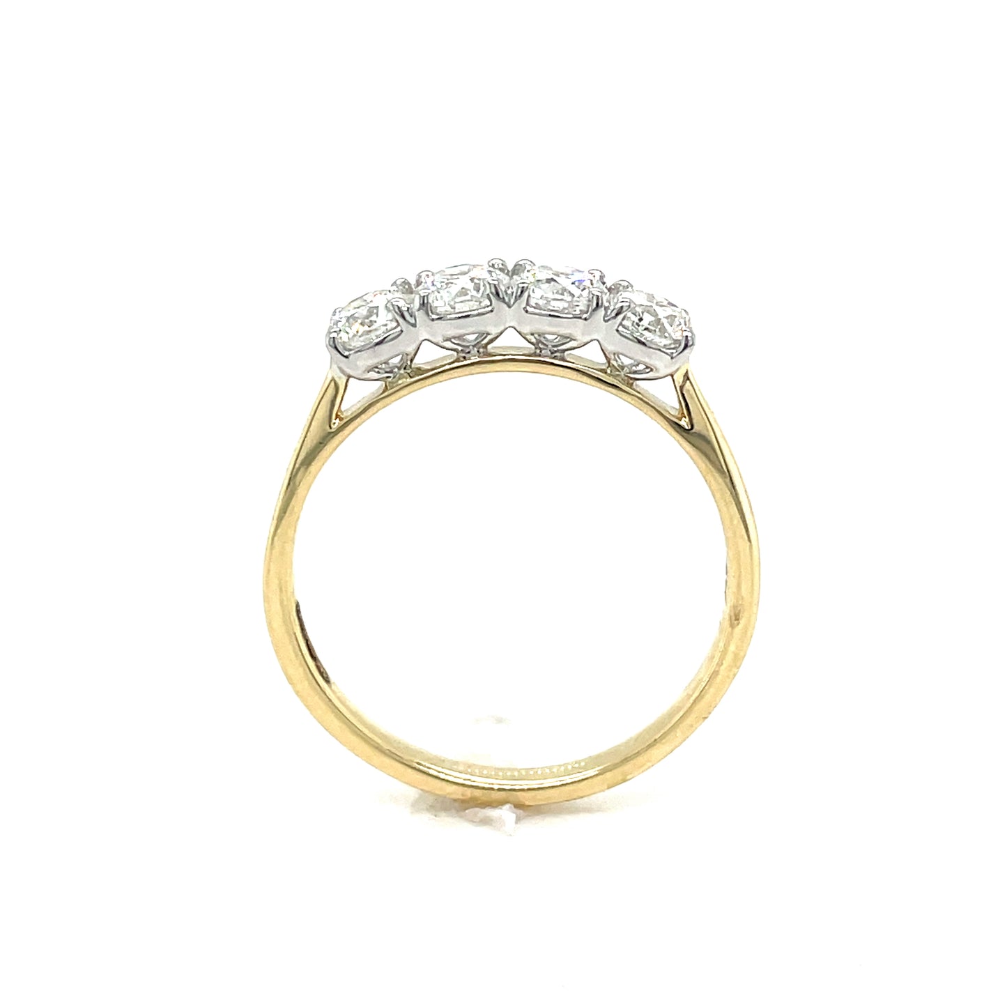 9ct Yellow Gold Four Stone Claw Set Round Brilliant Diamond Ring 1.00ct