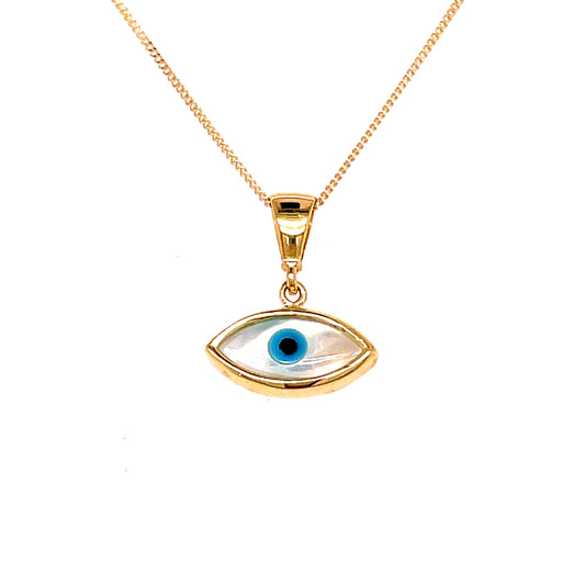 9ct Gold Enamel Eye Pendant