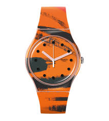 Ladies Swatch Barns-Graham's Orange & Red On Pink Watch