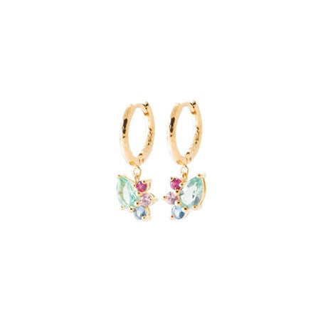 Burren 18ct Gold Plated Multicolour CZ Huggy Drop Earrings