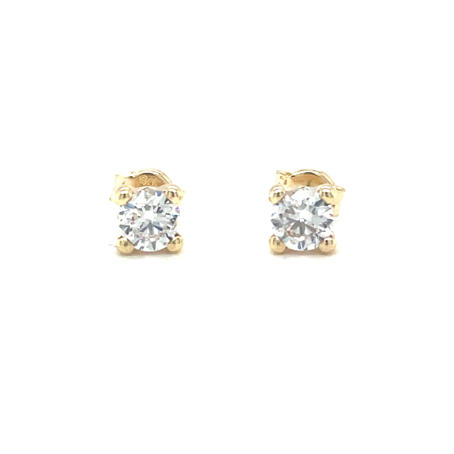 9ct Yellow Gold 4mm Round Claw Set CZ Stud