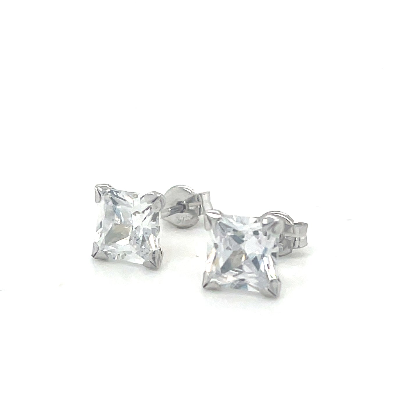9ct White Gold 6mm Square CZ Stud Earrings