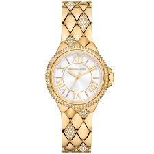 Ladies Michael Kors Camille Watch With Stone Set Bezel and Bracelet