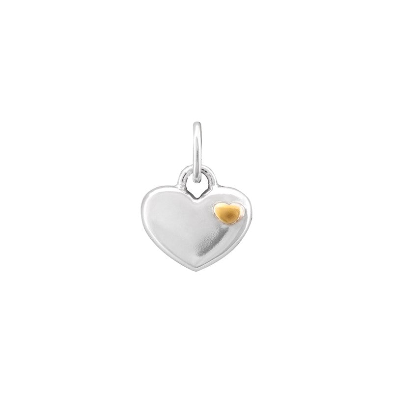 Sterling Silver Heart Pendant with Small Gold Plated Heart