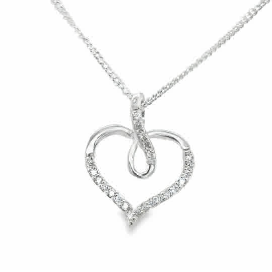 Sterling Silver Fancy CZ Heart Pendant