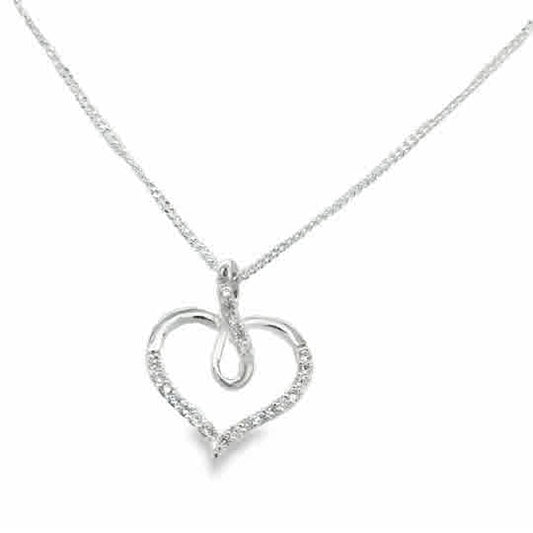 Sterling Silver Fancy CZ Heart Pendant
