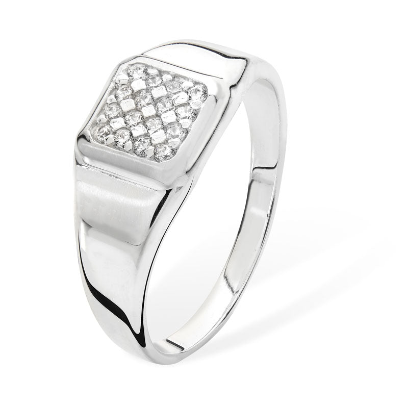 Sterling Silver Gents CZ Signet Ring