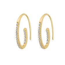 9ct Cubic Zirconia Claw Set Hook Half Hoop Earrings
