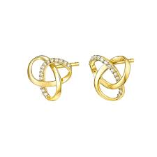 9ct Cubic Zirconia and Polished Open Knot Stud Earrings