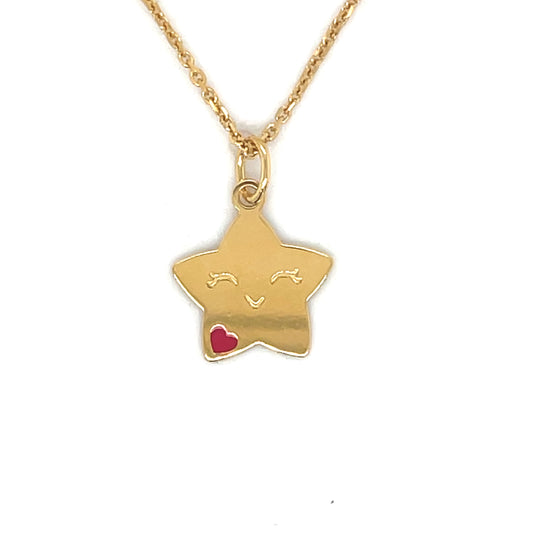 9ct Kids Smiley Face Star Necklet