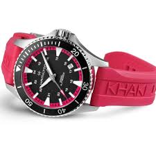 Gents Hamilton Khaki Scuba Automatic Pink Strap Watch