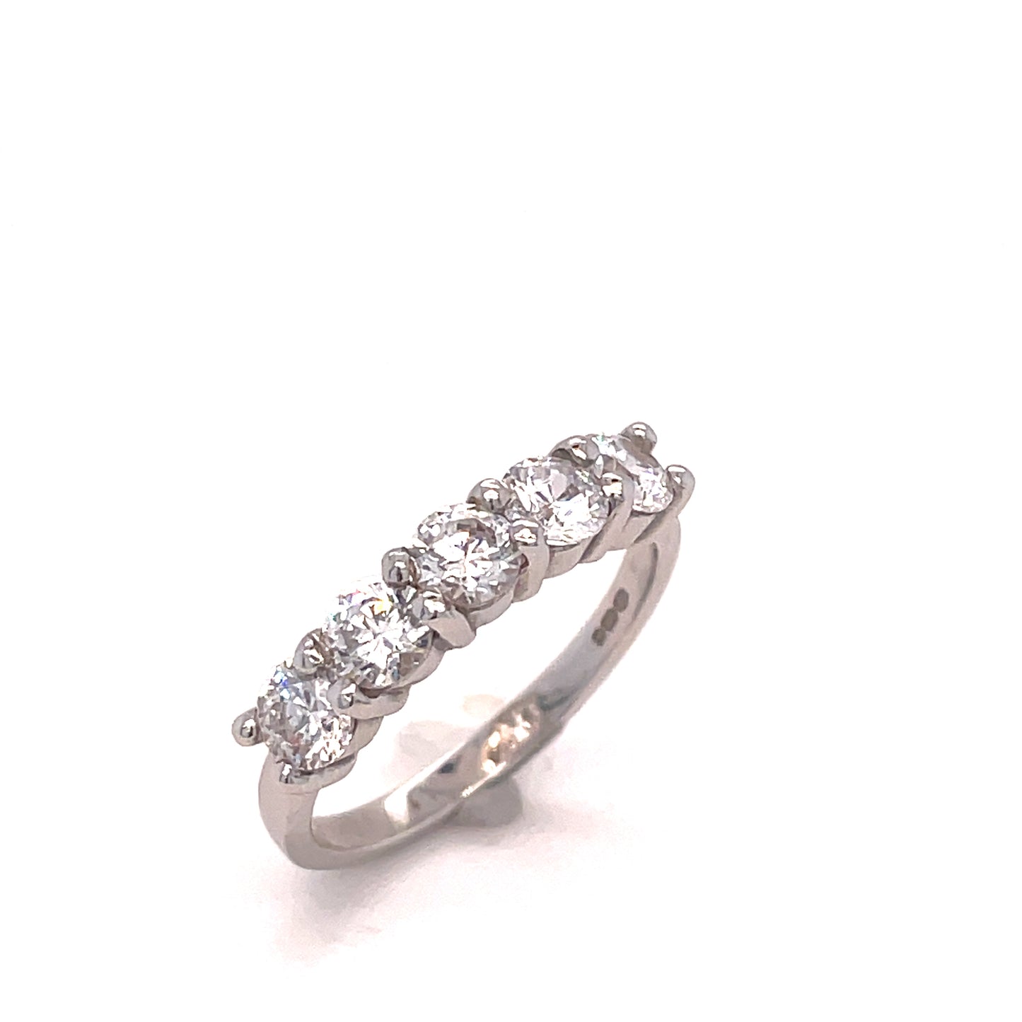 9ct White Gold Five Stone Cubic Zircobnia Ring