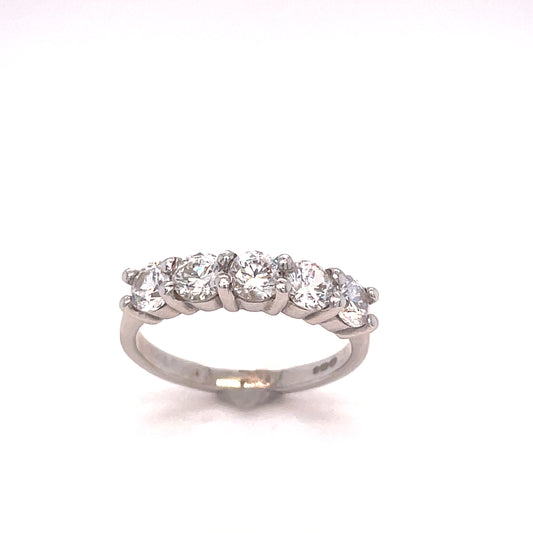 9ct White Gold Five Stone Cubic Zircobnia Ring