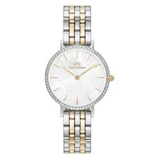 Ladies Two Tone Daniel Wellington 28mm Petite Lumine With Stone Set Bezel
