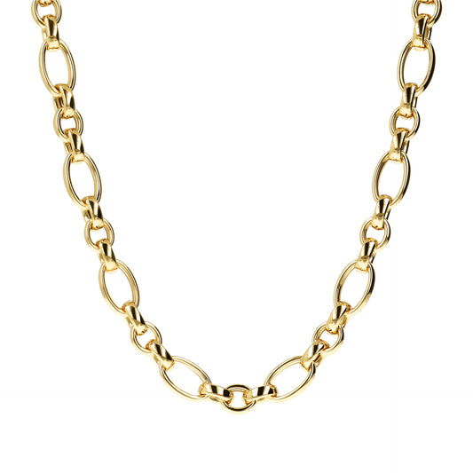 Bronzallure Gold Plated Oval and Round Link Necklet