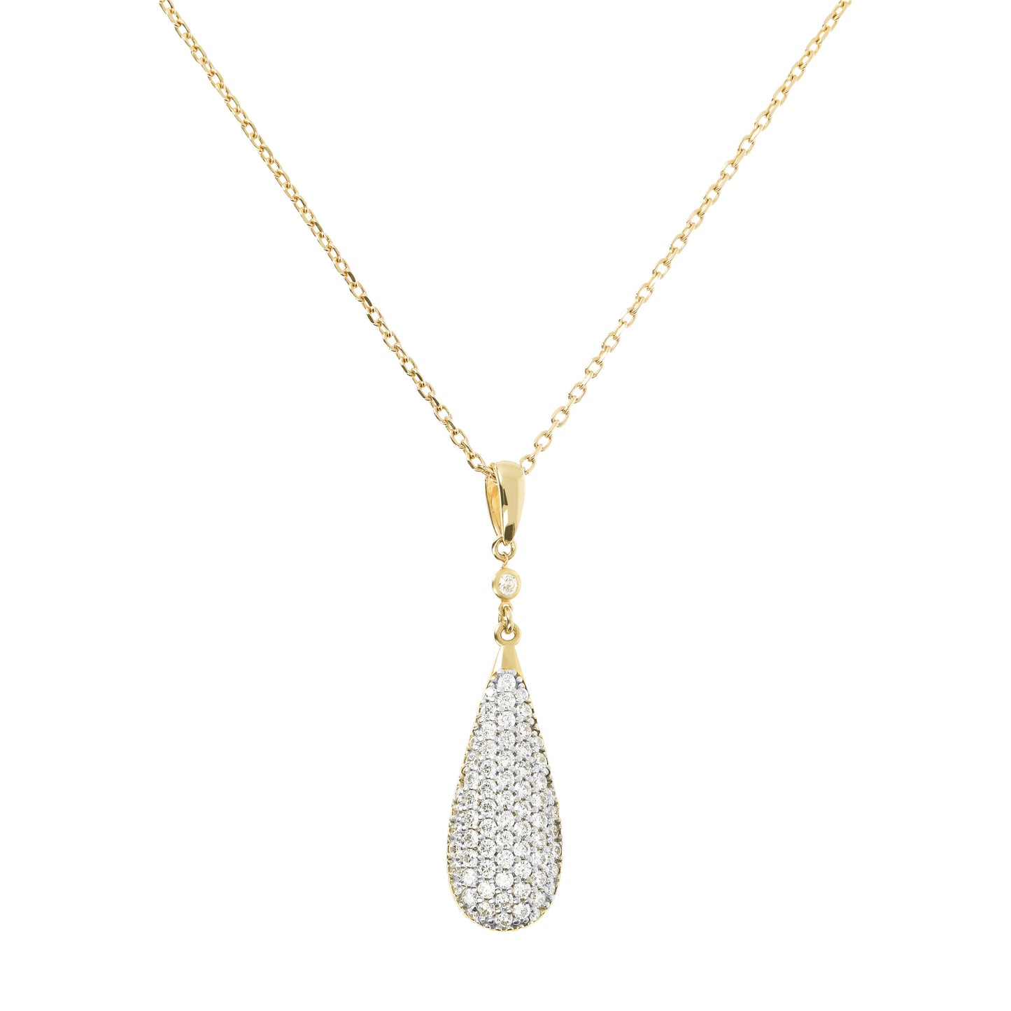 Bronzallure Gold Plated Pave CZ Teardrop Necklet
