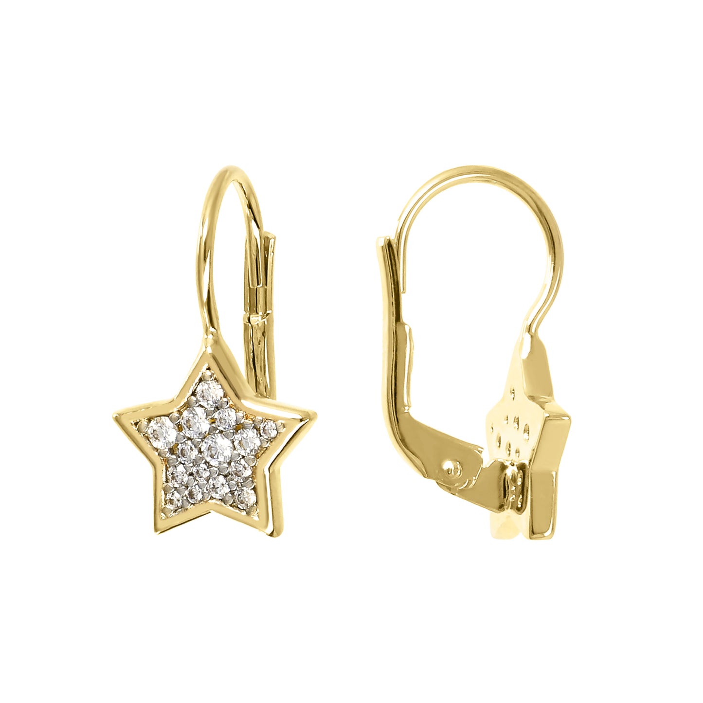 Bronzeallure Pave CZ Star Drop Earrings