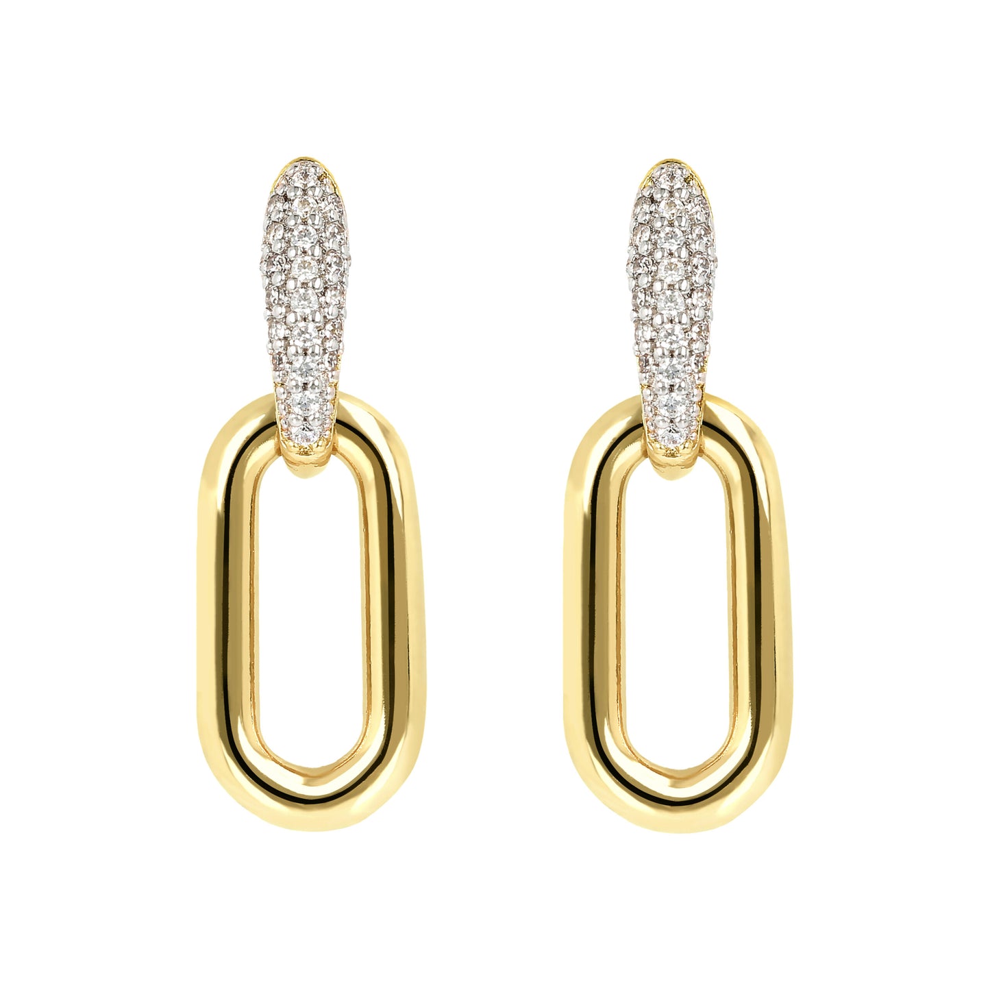 Bronzeallure Gold Plated Paperlink CZ Drop Earrings
