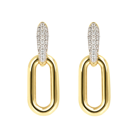 Bronzeallure Gold Plated Paperlink CZ Drop Earrings