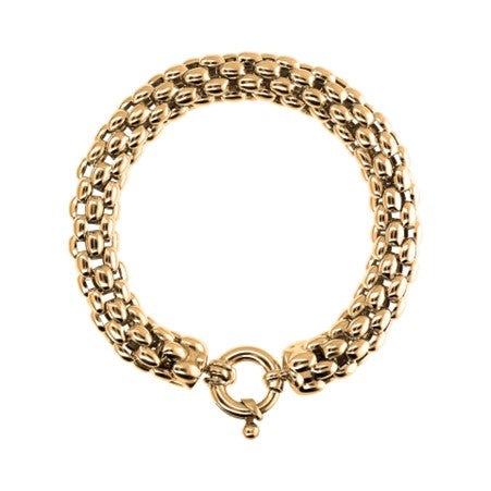 Bronzallure Gold Plated Popcorn Link Bracelet with Bolt Ring Clasp