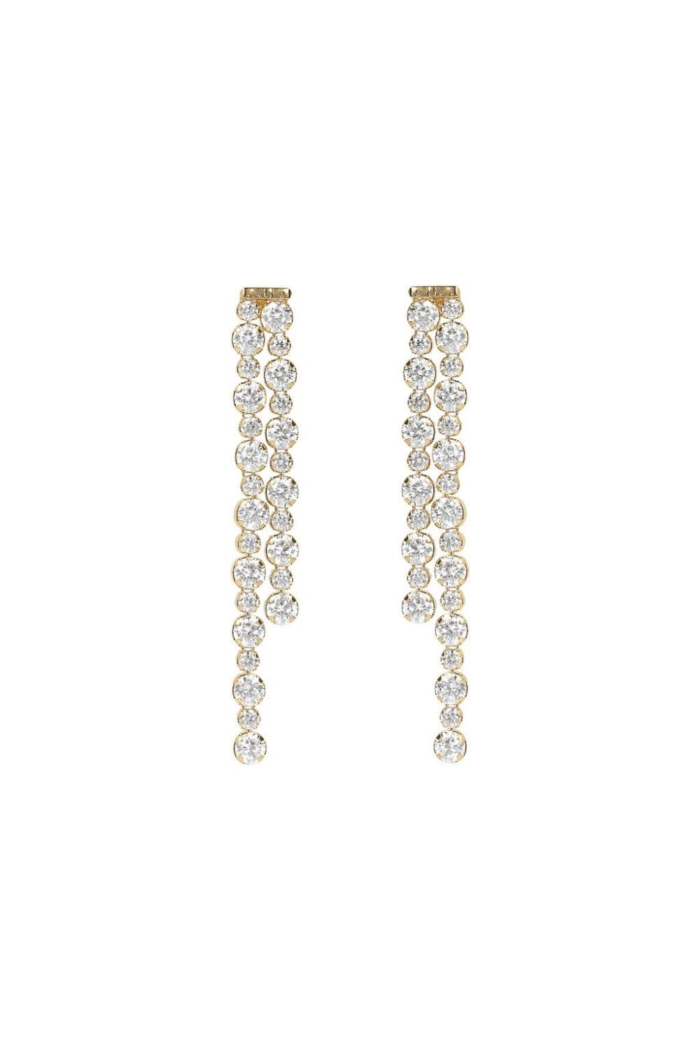 Bronzeallure Gold Plated Double Tennis CZ Drop Earrings