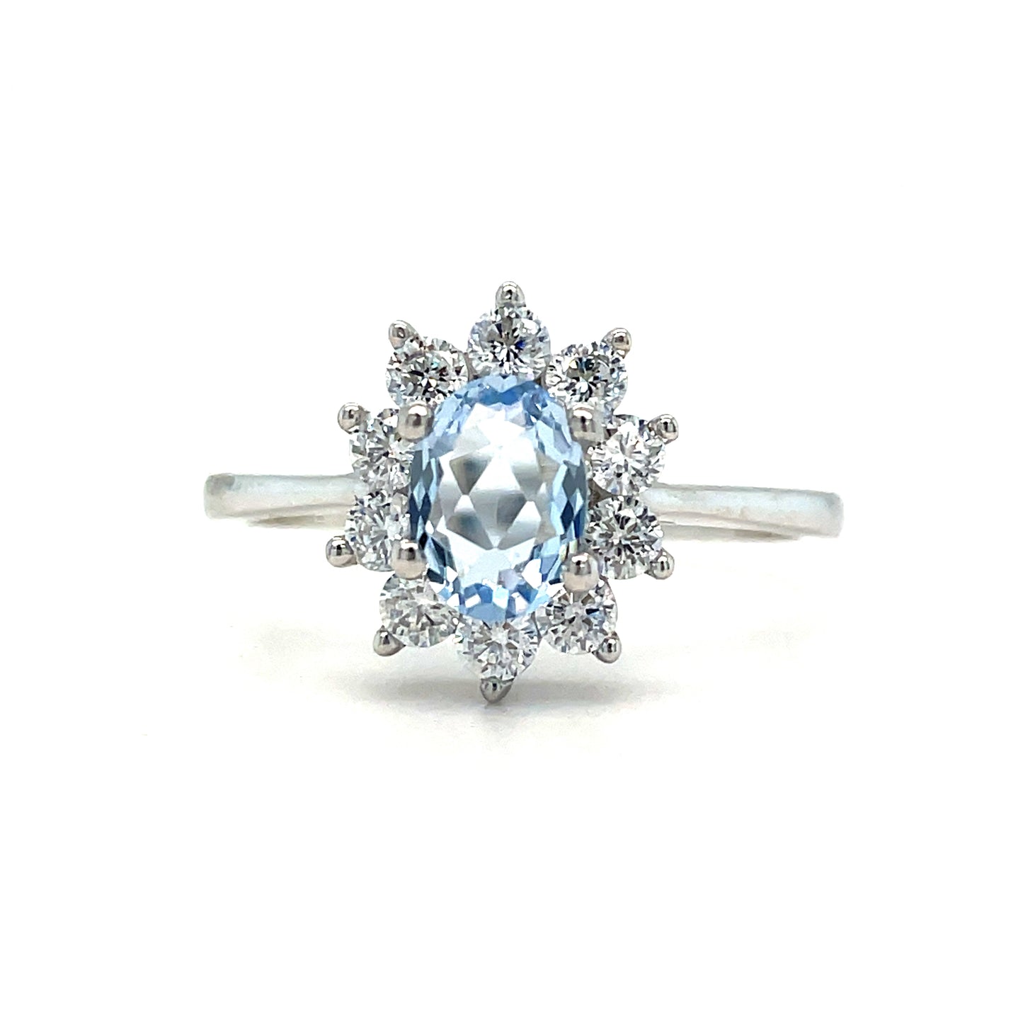 Sterling Silver Light Blue CZ Flower CLuster Ring