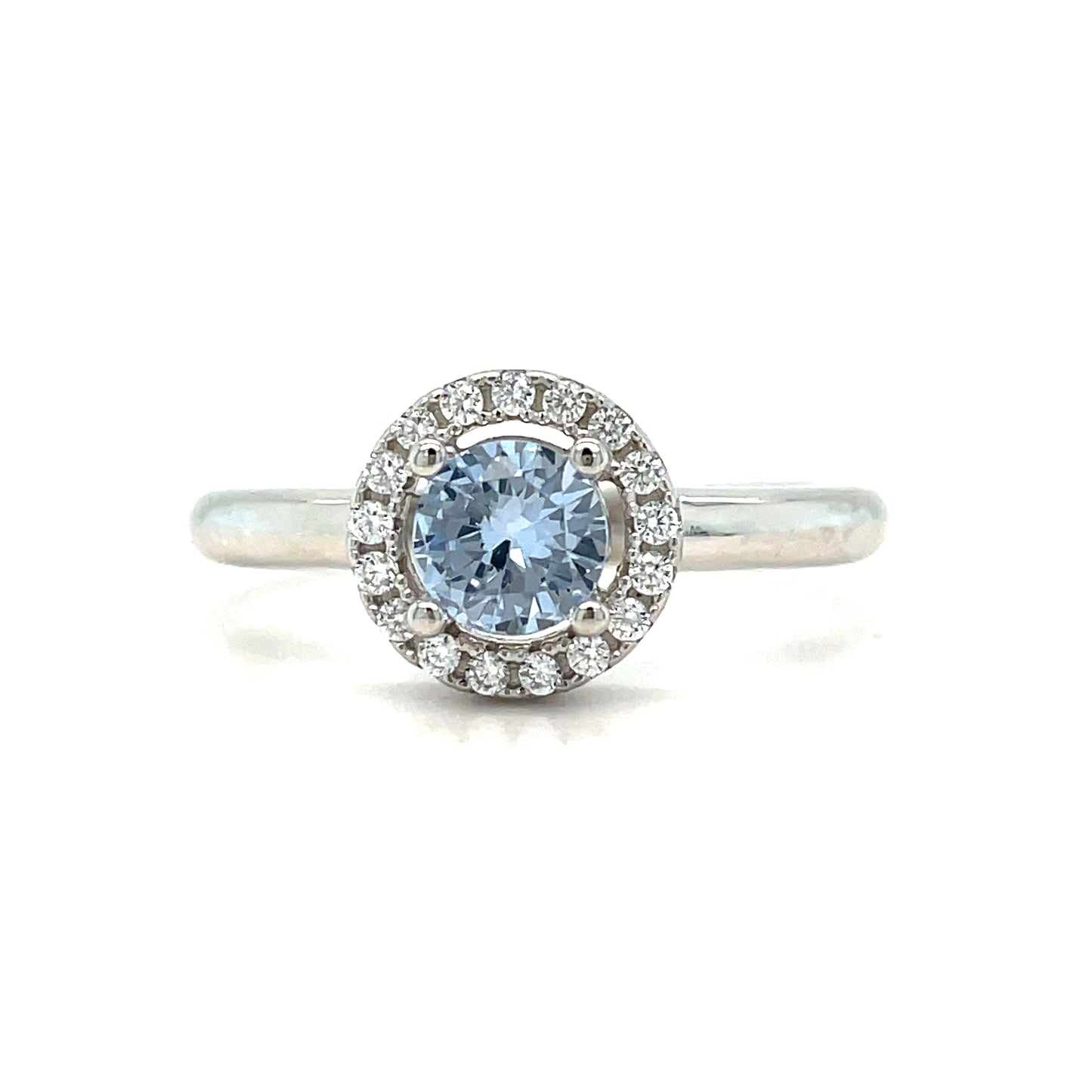 Sterling Silver Round Blue CZ Cluster Ring