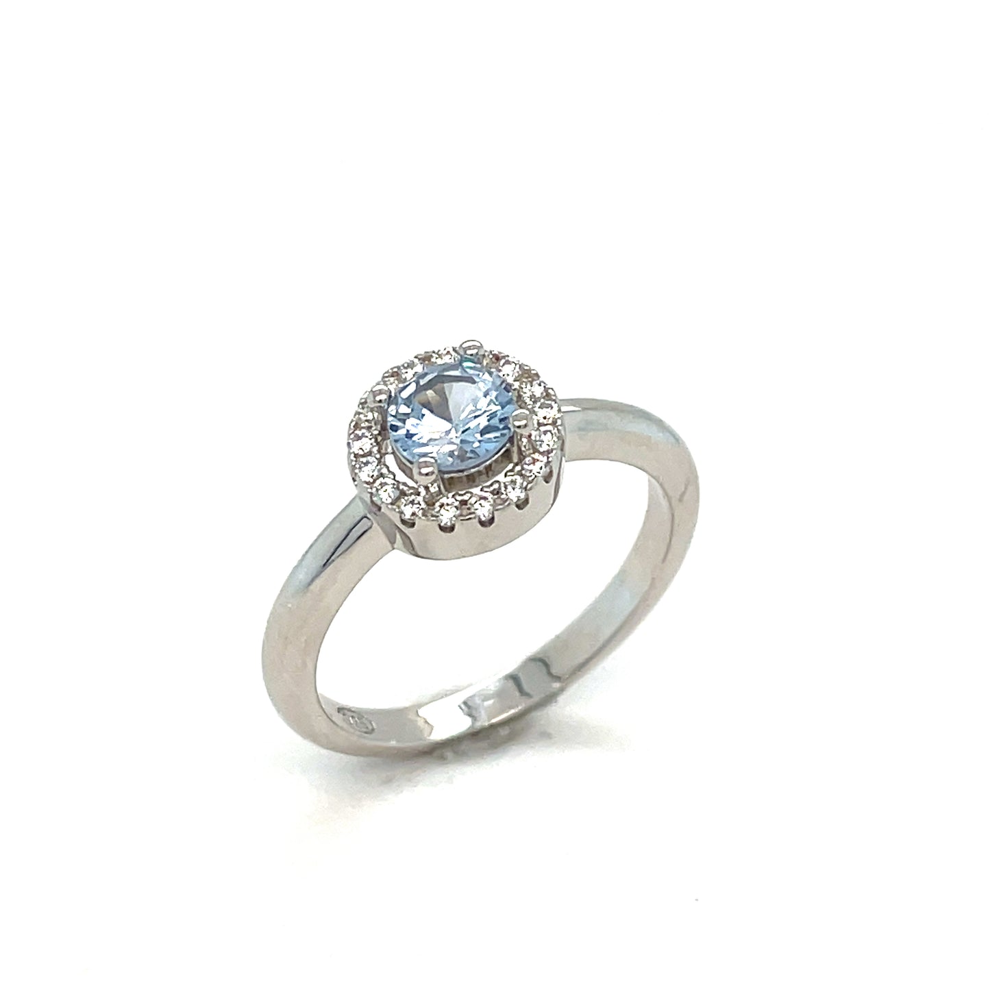 Sterling Silver Round Blue CZ Cluster Ring