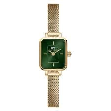 Ladies Rolled Gold Daniel Wellington Quadro Mini Evergold Square Emerald Dial Watch