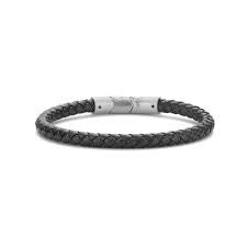 Frank 1967 Braided Black Leather and Stainless Steel Bracelet
