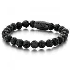 Frank 1967 Beaded Black Lava Rock Bracelet