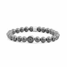 Frank 1967 Beaded Anthracite Bracelet With Celtic Knot Charm