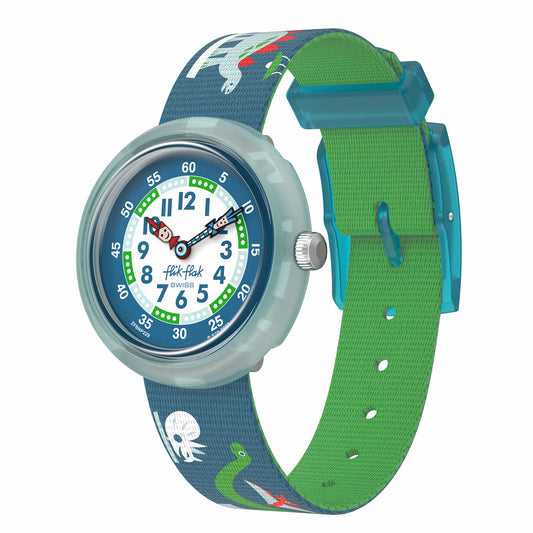 Flik Flak Living History Blue Dinosaur Watch