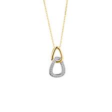 9ct Yellow Gold CZ Set Double Pyramid Necklet and Earring Set