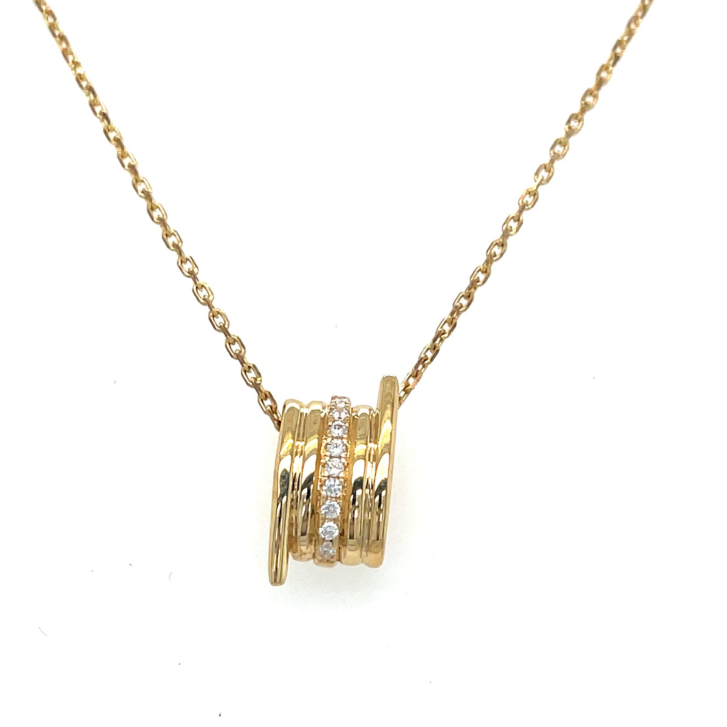 9ct Yellow Gold Multi Bar Necklet with CZ Centre