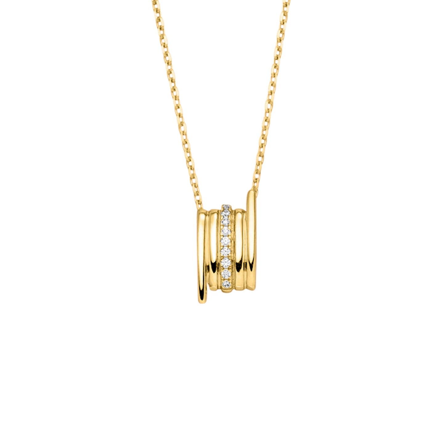 9ct Yellow Gold Multi Bar Necklet with CZ Centre