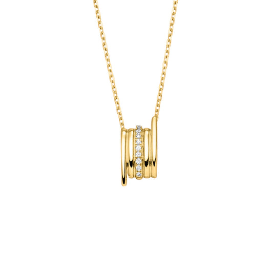 9ct Yellow Gold Multi Bar Necklet with CZ Centre