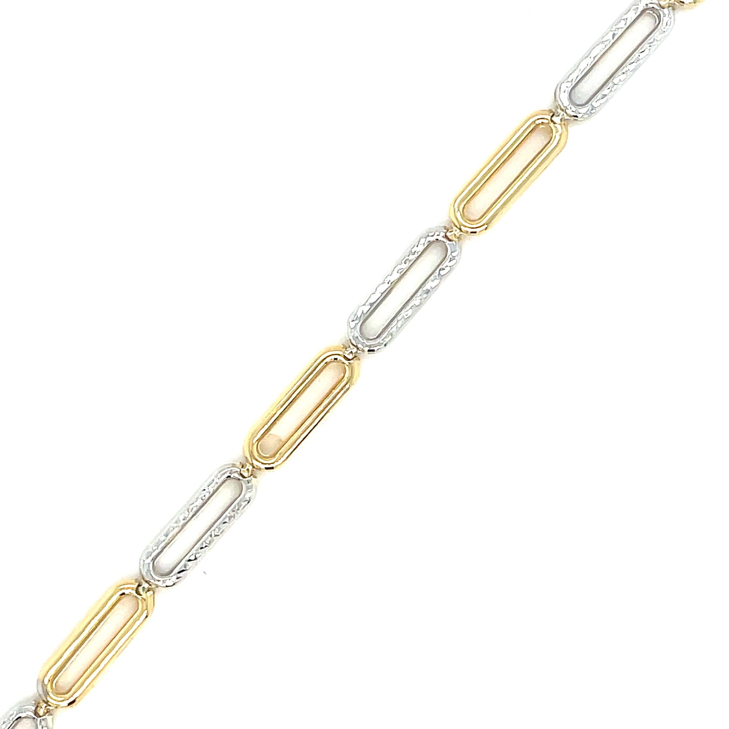 9ct Two Tone Open Rectngular Link Bracelet