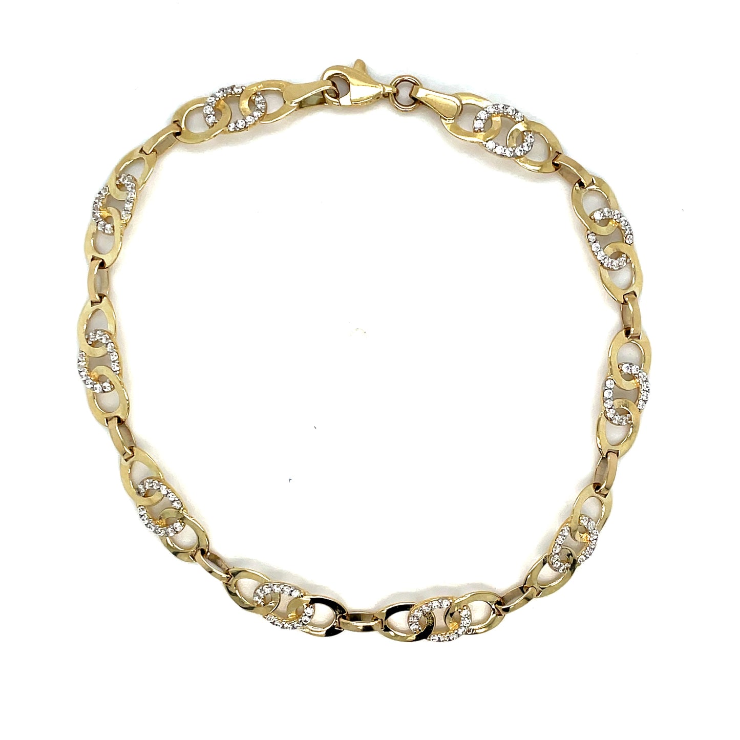 9ct Triple Circle Cubic Zirconia Link Bracelet