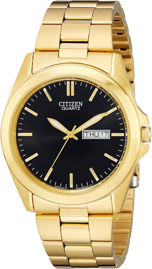 Gents Citizen Rolled Gold Black Dial Watch