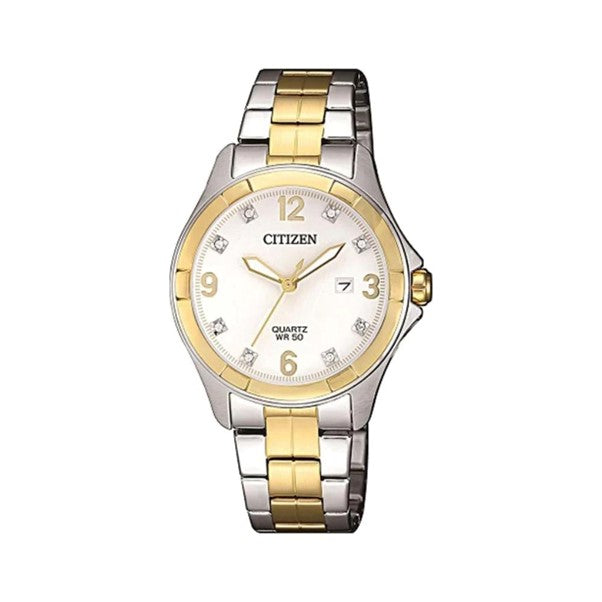Ladies Citizen Quartz White Dial with CZ Batons
